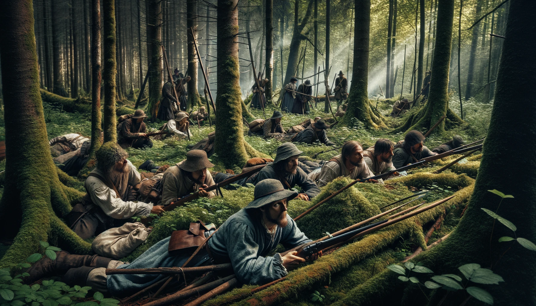 Armed rebels hiding in the forrest during the Dacke War in Sweden 1542-1543.