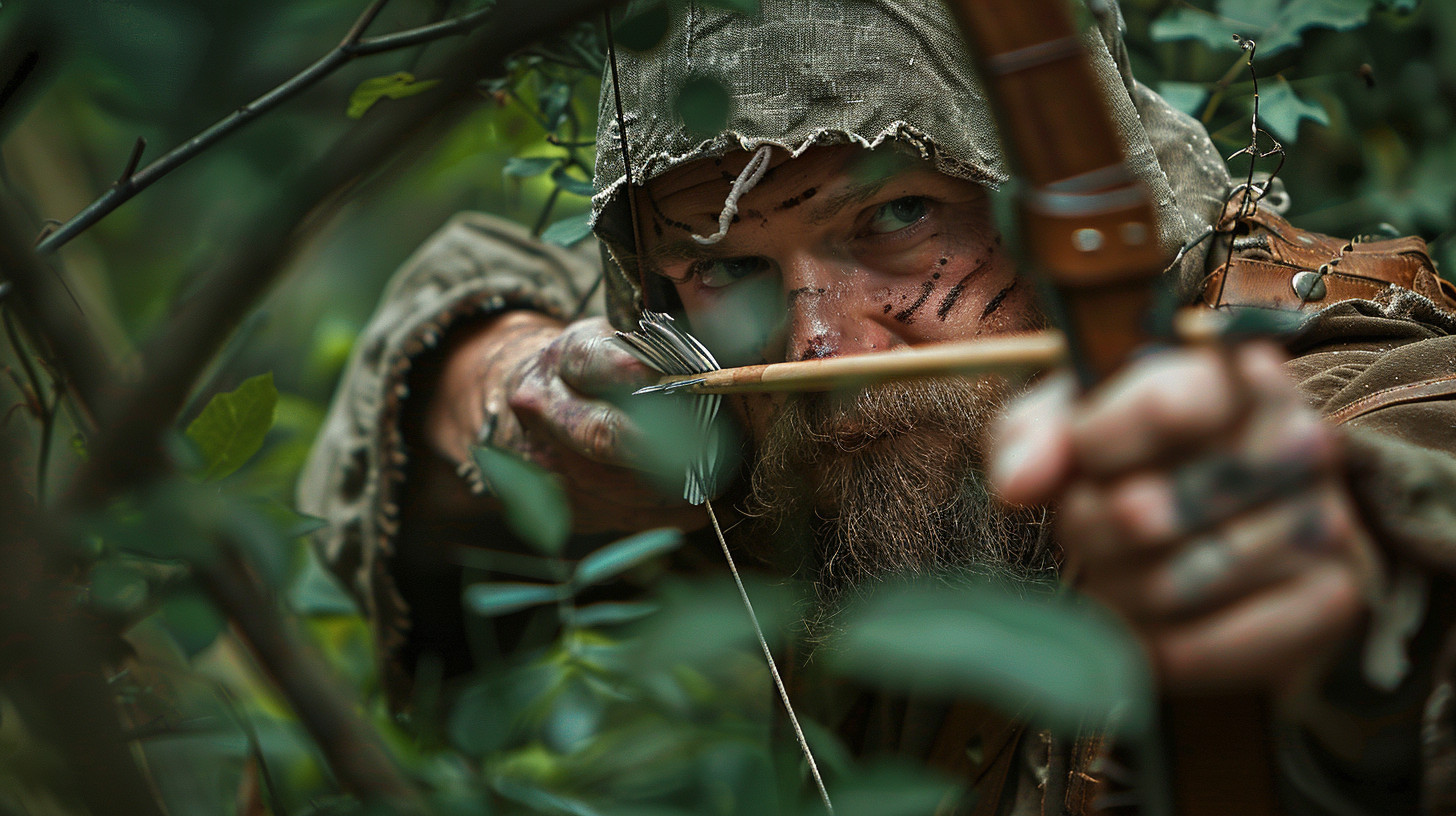 A rebel during the Dacke War 1542-43, shooting an arrow from his hiding place in the forrest of Småland